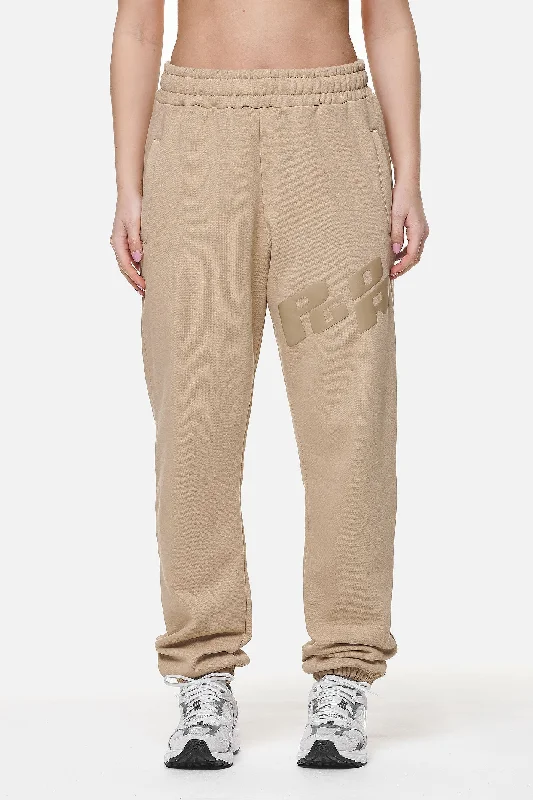 Julago High Waisted Sweat Pants Washed Safari Sand Modern Stretch Trousers