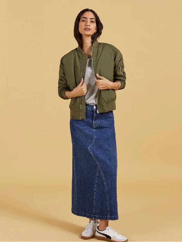 Nia Organic Cotton Skirt | Dark Indigo linen skirt relaxed