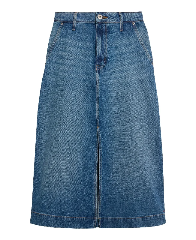 Allie Denim Midi Skirt - Light Denim corduroy skirt textured