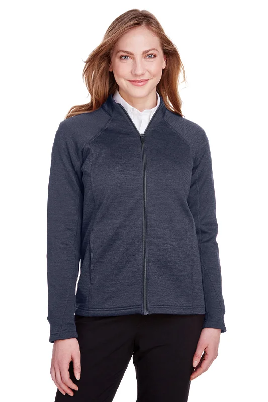 North End Womens Flux 2.0 Fleece Water Resistant Full Zip Jacket - Heather Classic Navy Blue/Carbon Grey Collared Jacket Crew Neck Jacket Turtle Neck Jacket North End Womens Flux 2.0 Fleece Water Resistant Full Zip Jacket - Heather Classic Navy Blue/Carbon Grey Collared Jacket Crew Neck Jacket Turtle Neck Jacket