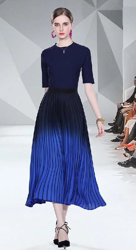 Fashion Simple Top+Drape Gradient Fashion Skirt button skirt front
