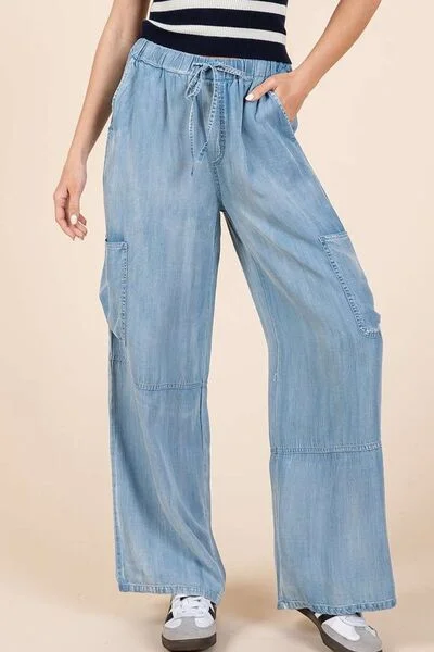 Hazel Blues® | Mittoshop Washed Elastic Waist Cargo Wide Leg Pants Casual Wide Pants Hazel Blues® | Mittoshop Washed Elastic Waist Cargo Wide Leg Pants Casual Wide Pants