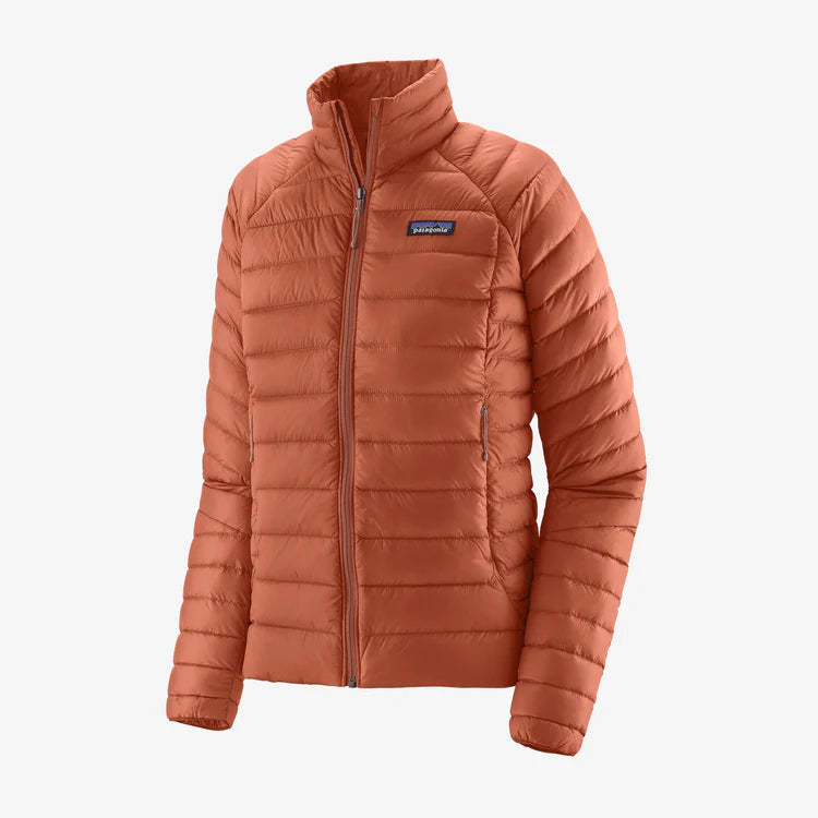 Patagonia Down Sweater Jacket Sienna Clay Polka Dot Checkered Tartan