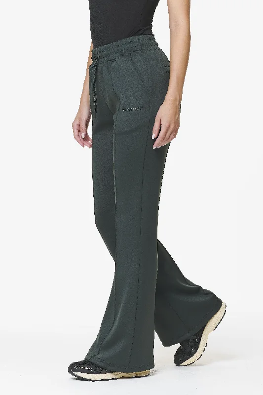 Clair Flared Track Pants Sage Green Elegant High-Waist Pants