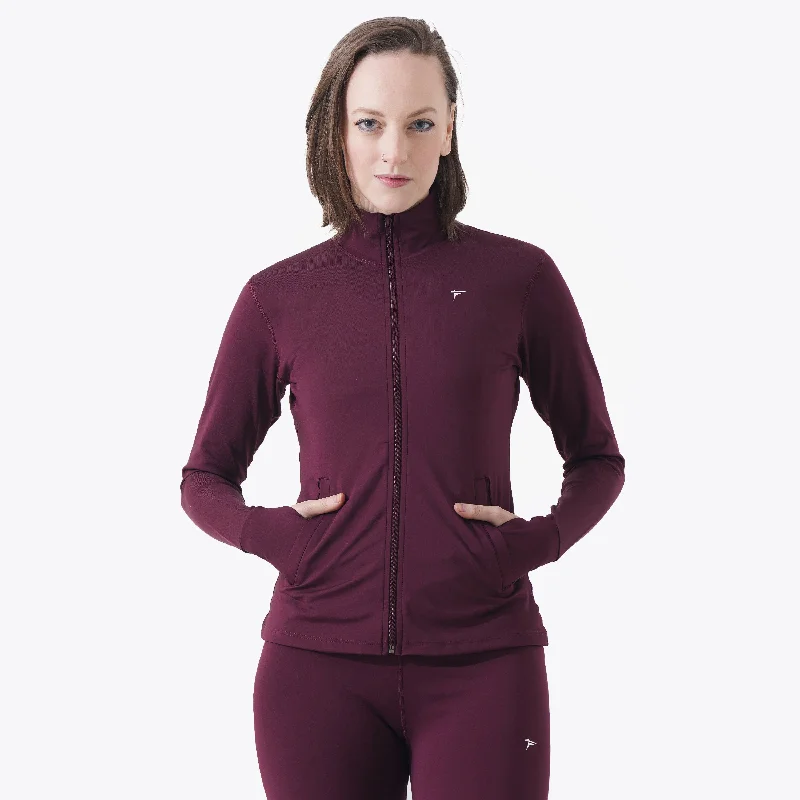 Tf-Maroon Velocity Women Jacket Tailored Jacket Straight Jacket A-Line Jacket