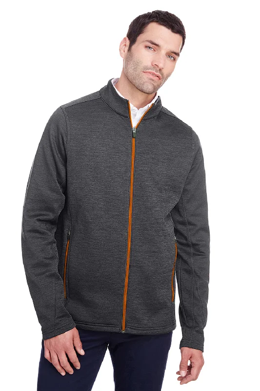 North End Mens Flux 2.0 Fleece Water Resistant Full Zip Jacket - Heather Black/Orange Soda Appliqued Jacket Beaded Jacket Sequined Jacket North End Mens Flux 2.0 Fleece Water Resistant Full Zip Jacket - Heather Black/Orange Soda Appliqued Jacket Beaded Jacket Sequined Jacket