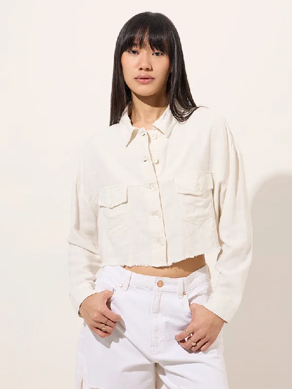 Nuon Off-White Jacket Nylon Fabric Polyester Fabric Spandex Fabric