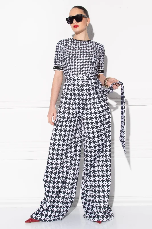 Symbo Classic Black & White pants Stylish Paperbag Waist Pants