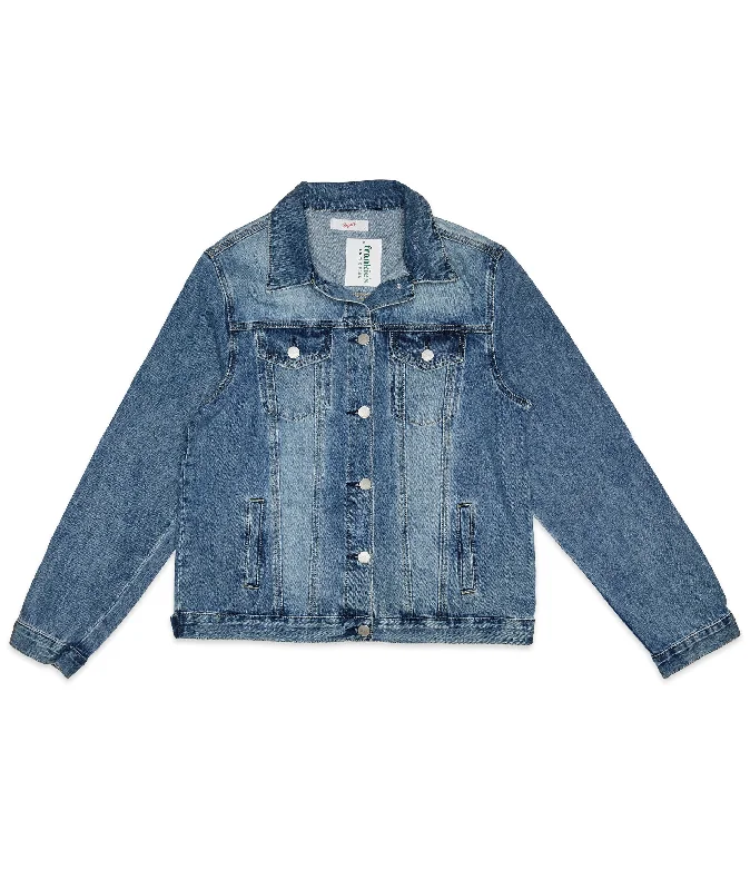 8apart Women Carter Relaxed Fit Vintage Jean Jacket Striped Jacket Polka Dot Jacket Floral Jacket