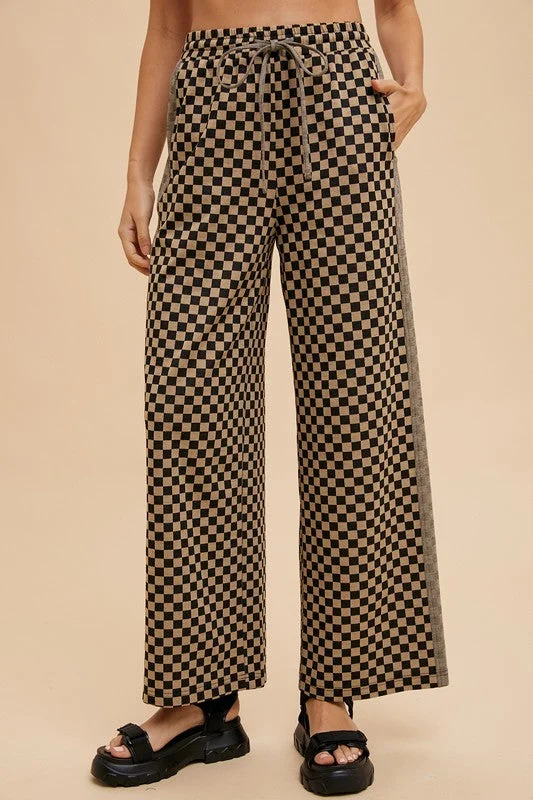 Hazel Blues® |  Annie Wear Drawstring Checkered Wide Leg Pants Comfortable Wide-Leg Pants