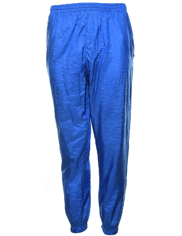 Blue Shiny Track Pants - W26 L28 Casual Skinny Fit Pants