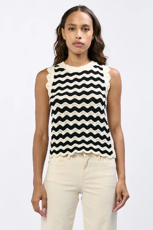 Nami Sweater | Black Mesh Sweater Canvas Denim