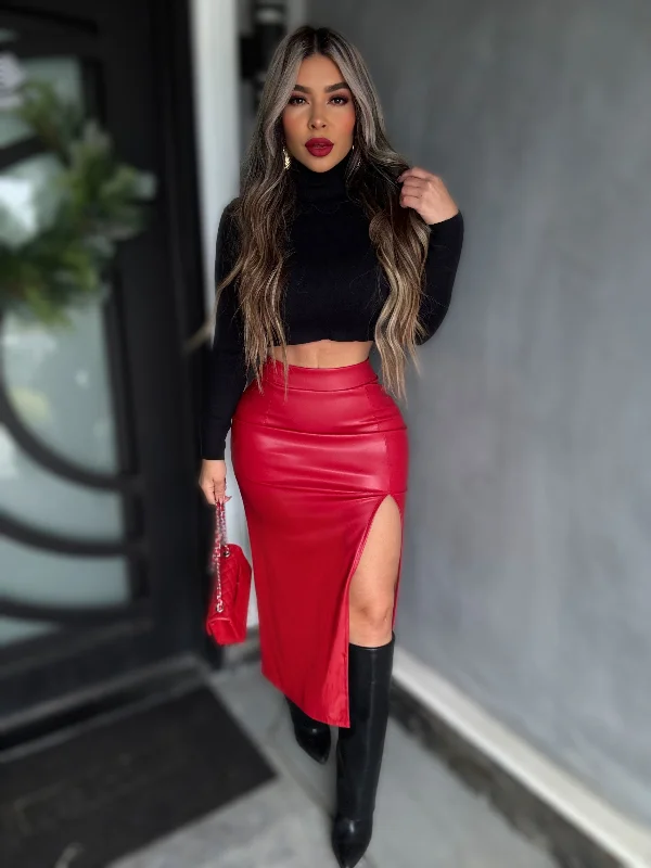 Nash Skirt (Red) silk skirt smooth