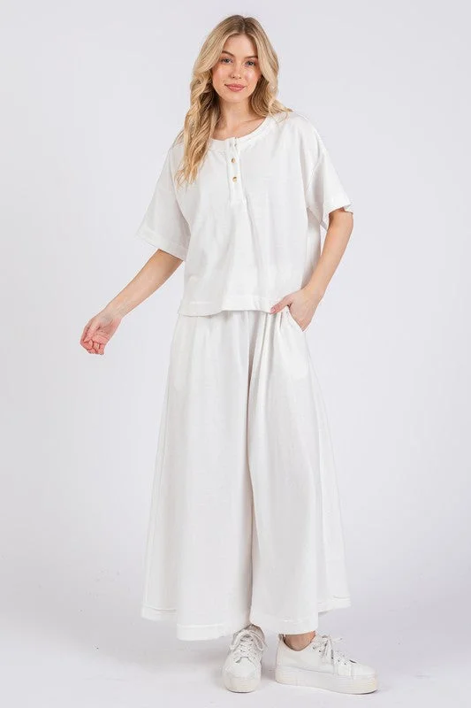 Hazel Blues® |  Ces Femme Half Button Half Sleeve Top and Pants Set Stylish Casual Pants
