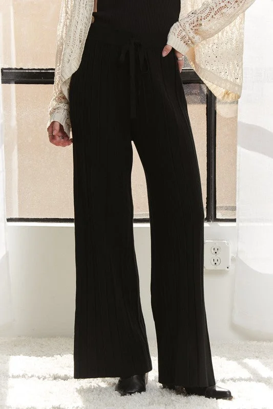 Hazel Blues® |  ADORA Tied Wide Leg Knit Pants Fashionable Work Pants