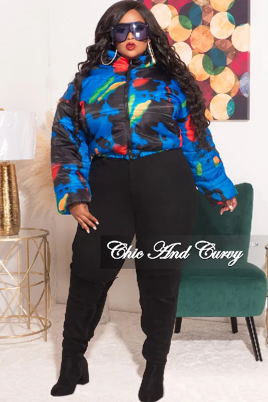 *Final Sale Plus Size Shiny Crop Puffer Jacket in Royal Blue Black Red and Green Notch Collar Peter Pan Collar Cowl Neck *Final Sale Plus Size Shiny Crop Puffer Jacket in Royal Blue Black Red and Green Notch Collar Peter Pan Collar Cowl Neck