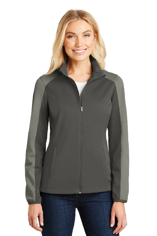Port Authority Womens Active Wind & Water Resistant Full Zip Jacket - Steel Grey/Rogue Grey - Closeout Stand-Up Collar Roll-Neck Collar Turtle Neck Port Authority Womens Active Wind & Water Resistant Full Zip Jacket - Steel Grey/Rogue Grey - Closeout Stand-Up Collar Roll-Neck Collar Turtle Neck