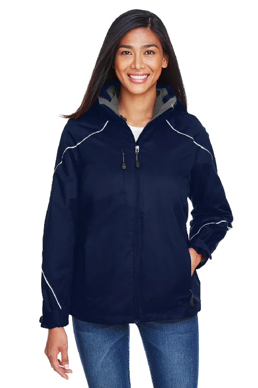 North End Womens Angle 3-in-1 Water Resistant Full Zip Hooded Jacket - Night Blue Trench Coat Raincoat Waterproof Jacket