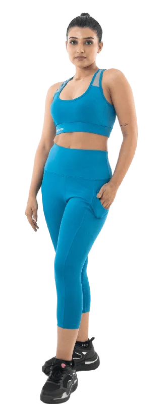 Sea Port Blue High Waist Capri Pant Soft Sweatpants Style