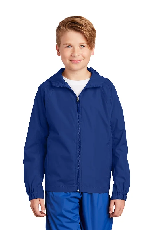Sport-Tek Youth Water Resistant Full Zip Hooded Jacket - True Royal Blue - Closeout Fleece Jacket Down Jacket Feather Jacket Sport-Tek Youth Water Resistant Full Zip Hooded Jacket - True Royal Blue - Closeout Fleece Jacket Down Jacket Feather Jacket