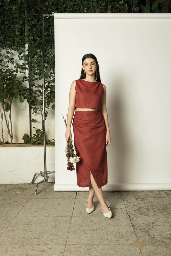 Draped Wrap-Around Skirt linen skirt relaxed