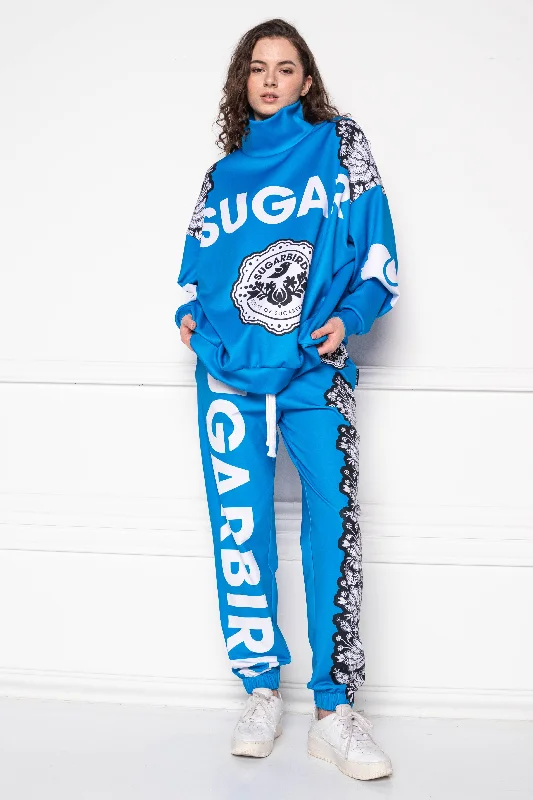 Alandera Color Monogram blue pants Classic Straight Pants