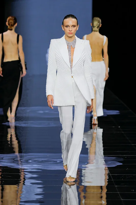 Pleated jacket with strass tie and pants Comfortable Jogger Trousers