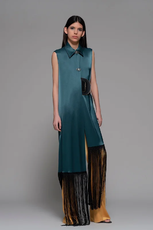 Asymmetric long jacket with pants Soft Stretch Trousers
