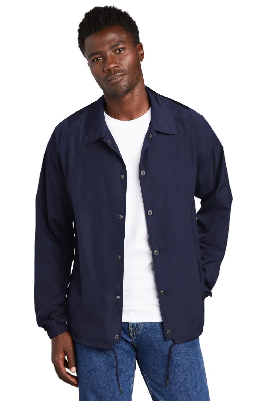 New Era Mens Water Resistant Snap Down Coach's Jacket - True Navy Blue Zippered Jacket Buttoned Jacket Snapped Jacket New Era Mens Water Resistant Snap Down Coach's Jacket - True Navy Blue Zippered Jacket Buttoned Jacket Snapped Jacket