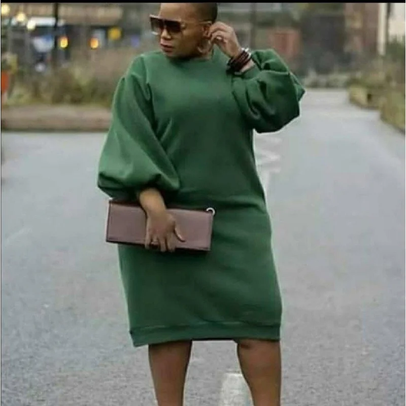 Puff Sleeve Sweater Dress Graphic Sweater Embroidered Appliqued