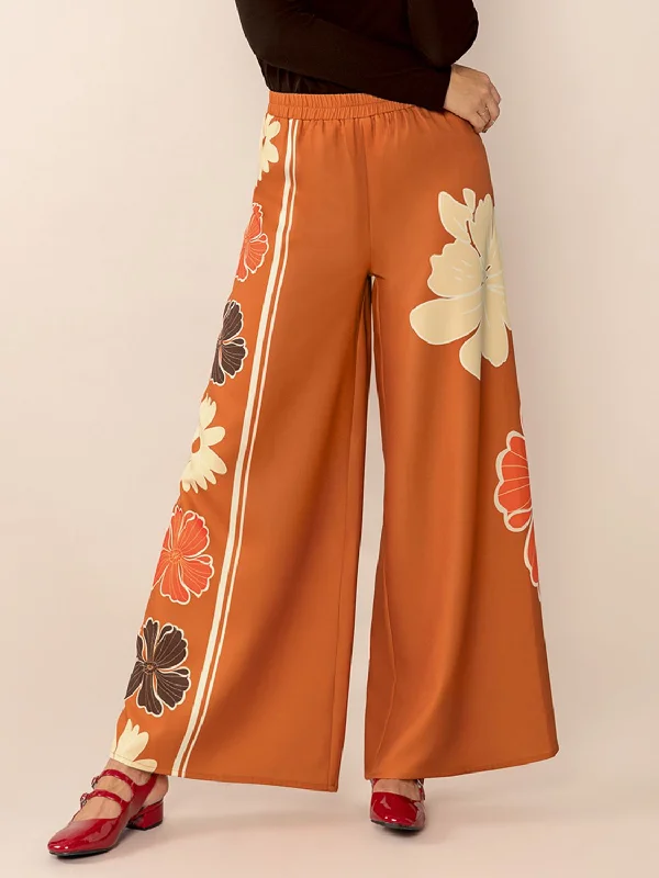 Hazel Blues® |  Printed Elastic Waist Wide Leg Pants Casual Wide Pants