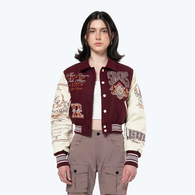 Lionheart Varsity Jacket - Windsor Wine Fleece Fabric Down Fabric Feather Fabric