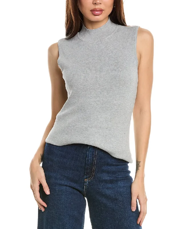 Tahari ASL Sweater Vest Houndstooth Herringbone Solid