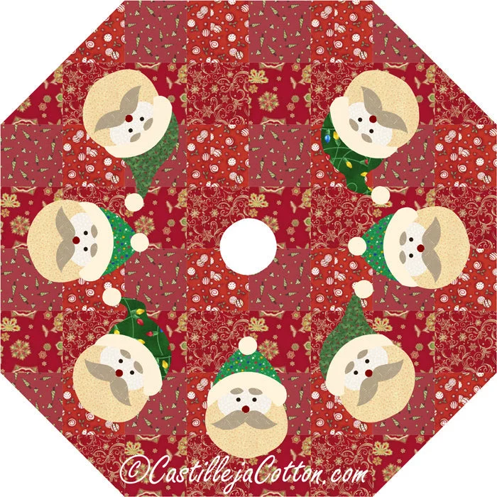 Santa Face Tree Skirt CJC-4636e - Downloadable Pattern denim skirt casual