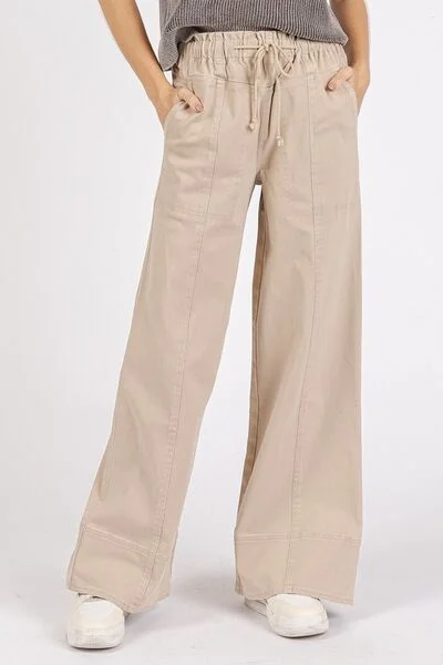 Hazel Blues® | Mittoshop Mineral Wash Elastic Wide Leg Pants Modern Stretch Trousers Hazel Blues® | Mittoshop Mineral Wash Elastic Wide Leg Pants Modern Stretch Trousers