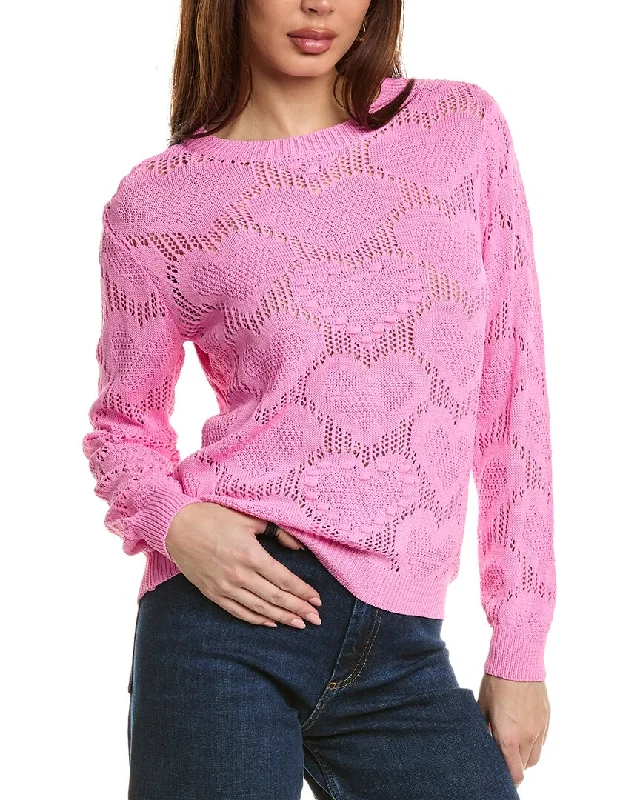 ANNA KAY Heart Sweater Welt Pockets Slit Pockets Flap Pockets