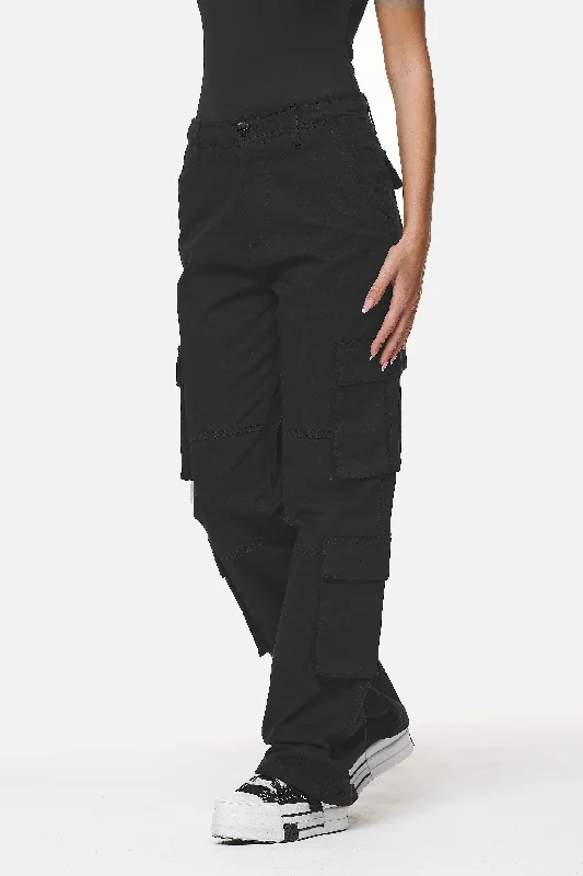 Tanami Wide Cargo Pants Black Elegant Silk Pants