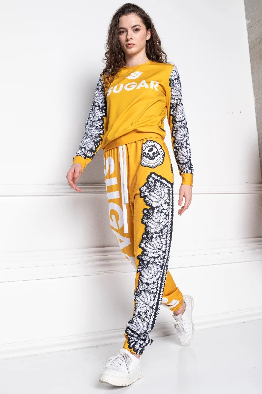 Alandera Color Monogram yellow pants Formal Slim Pants