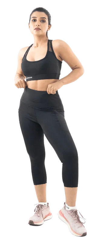 Black High Waist Capri Pant Lightweight Jogger Pants