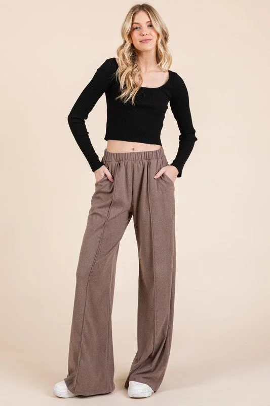 Hazel Blues® | BOMBOM Elastic Waist Wide Leg Pants with Pockets Lightweight Jogger Pants Hazel Blues® | BOMBOM Elastic Waist Wide Leg Pants with Pockets Lightweight Jogger Pants