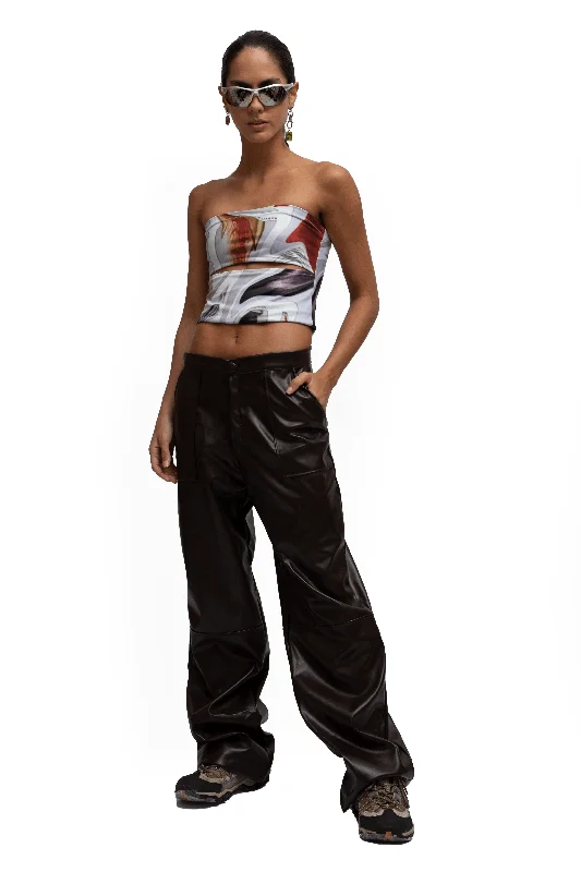 FAUX LEATHER MOKA PANTS Trendy Printed Pants