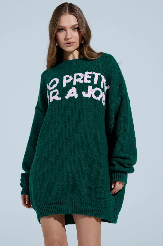 TOO PRETTY PRINTED SWEATER DRESS Welt Pockets Slit Pockets Flap Pockets