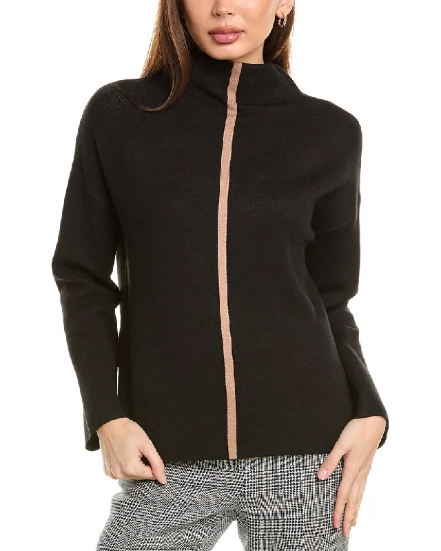 T Tahari Funnel Neck Sweater Boat Neck Shawl Collar Notched Collar