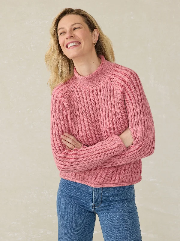 Sunwashed Cotton Rollneck Sweater - Baroque Rose Velvet Chenille Corduroy