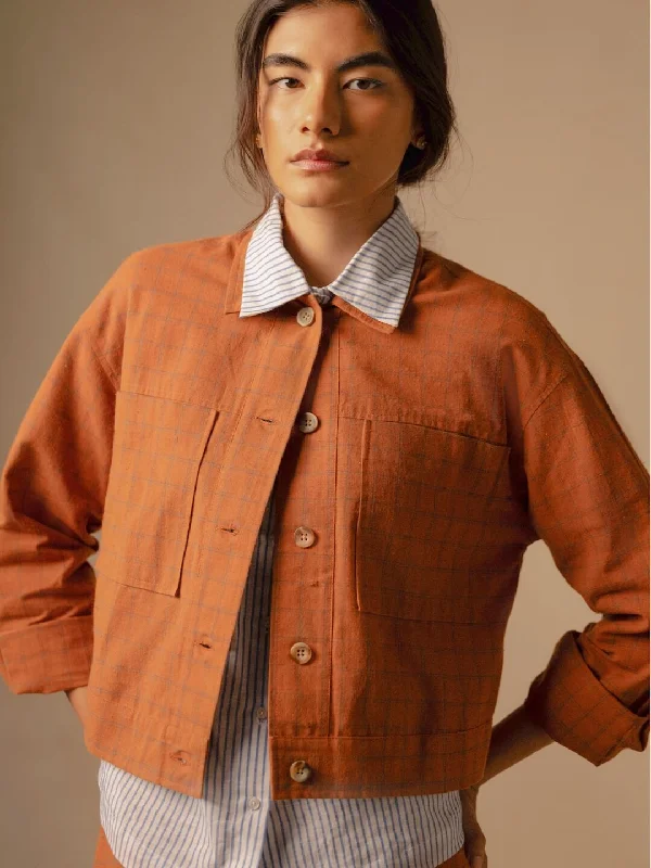 Women's Rust Cotton Linen Regular Fit Jacket Appliqued Jacket Beaded Jacket Sequined Jacket Women's Rust Cotton Linen Regular Fit Jacket Appliqued Jacket Beaded Jacket Sequined Jacket