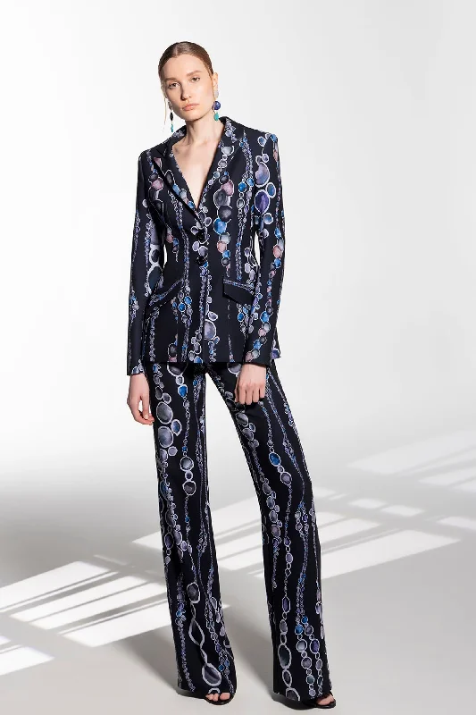 Printed crepe jacket with pants Elegant Wool Trousers