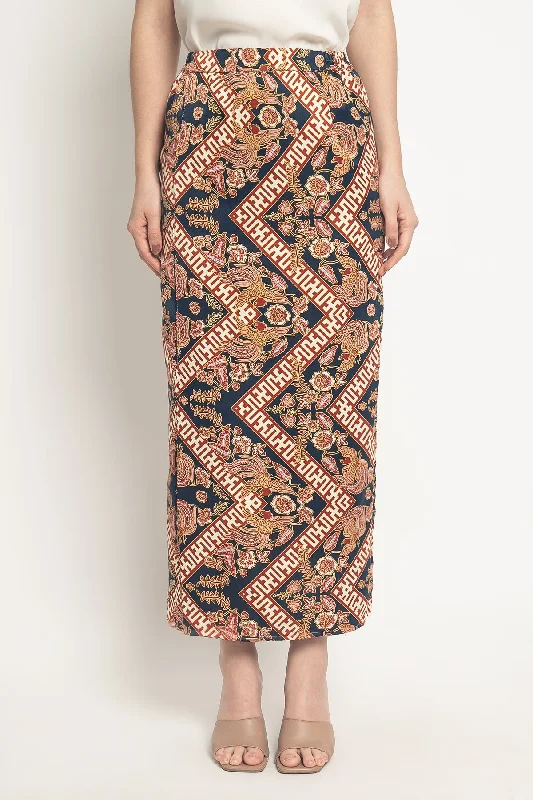 Phoenix Batik Skirt in Blue Red leather skirt sleek