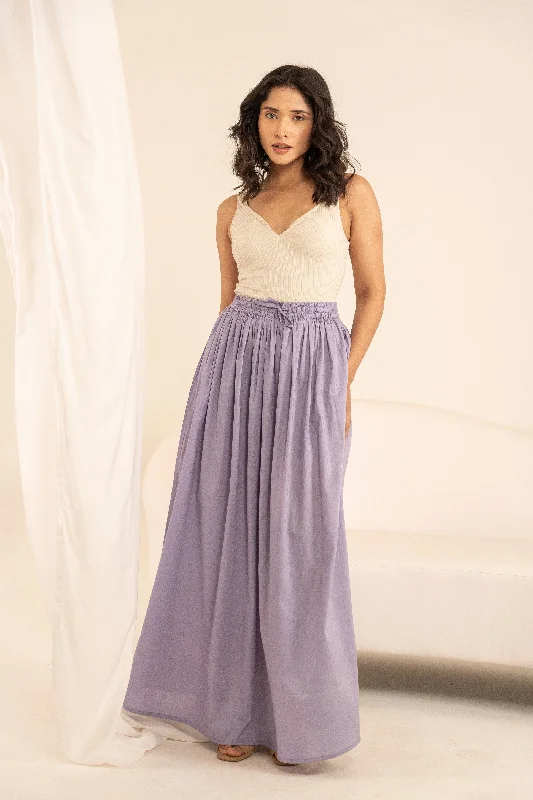 Lavender Lilac Organic Cotton Full Length Skirt pleated skirt texture