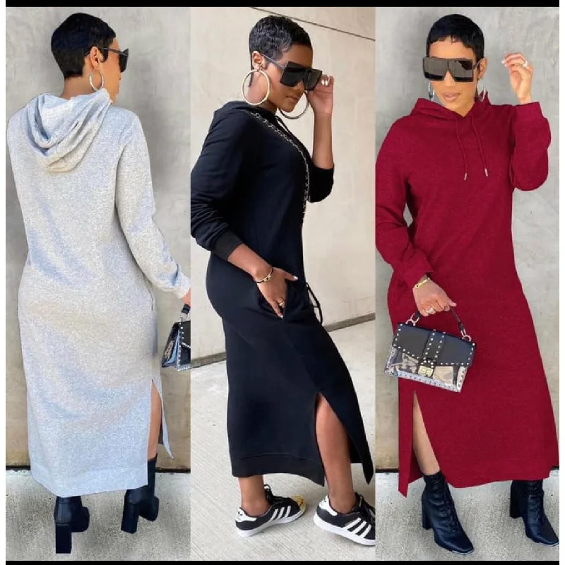 Side Slit Hoodie Sweater Dress Chenille Fabric Brocade Fabric Lace Fabric