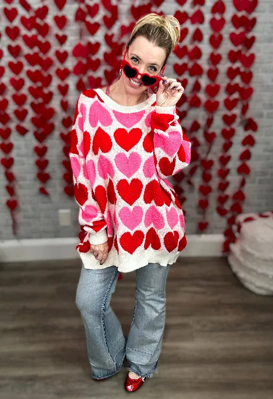 Pink and Red Hearts - SUPER SOFT Sweater from Jade by Jane￼ Layered Multi-layer Single Layer